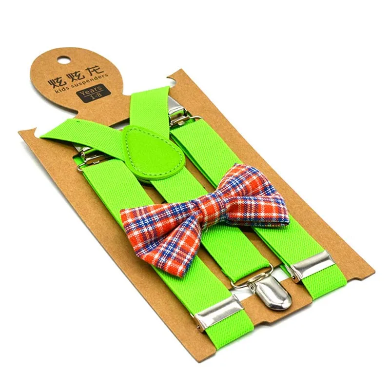 Red suspenders bow tie set for kids 65cm length adjustment  high elasticity suspenders school children suggest 80-150cm
