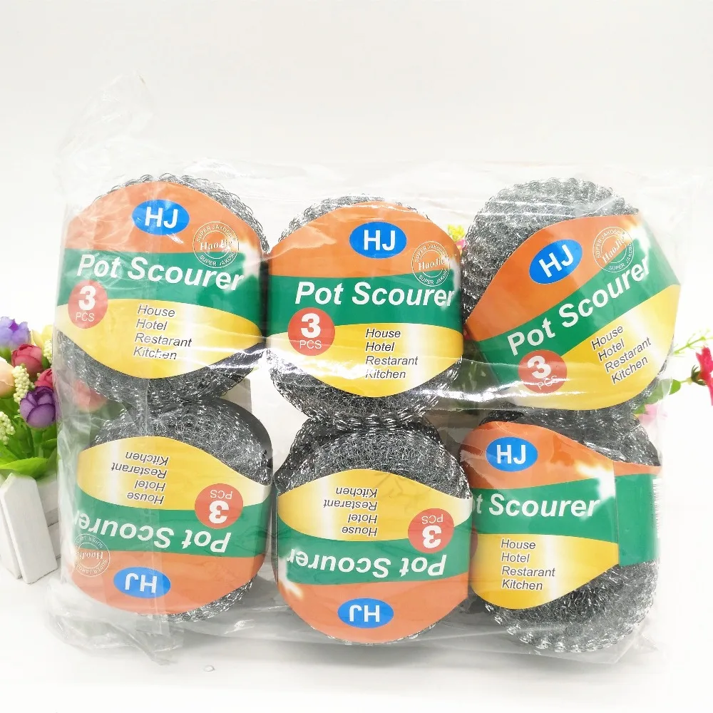 Hotselling Kitchen pot gavernized stainless steel mesh scourer 3pcs set