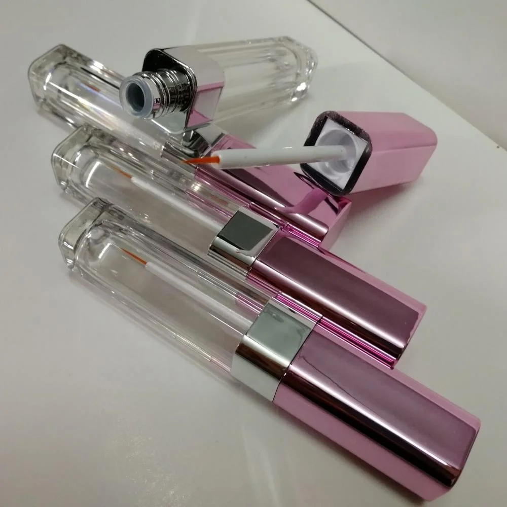 
5ml pink square clear plastic cosmetic eyelash growth serum tube packaging container 