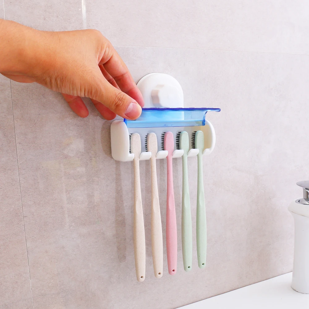 Classic Suction Cup Toothbrush Holder With Cover Plastic Toothpaste Toothbrush Storage Box Holder Wholesales