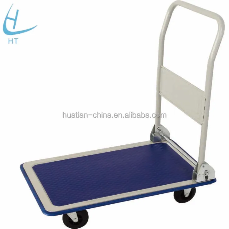 Durable use iron 150kg load capacity four - wheel foldable platform hand truck