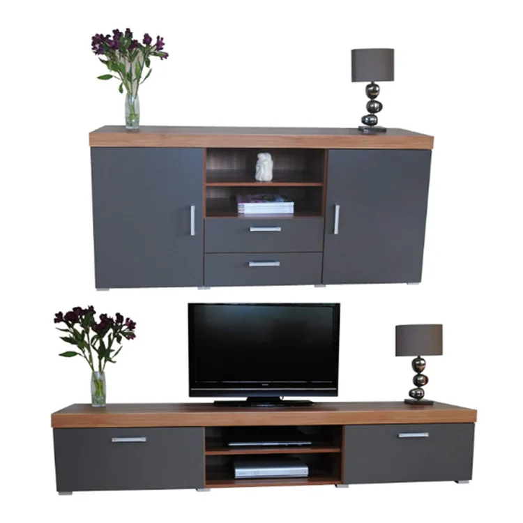 Sydney Graphite & Walnut 2 Metre TV Cabinet & Large Sideboard Unit Living Room Furniture Set