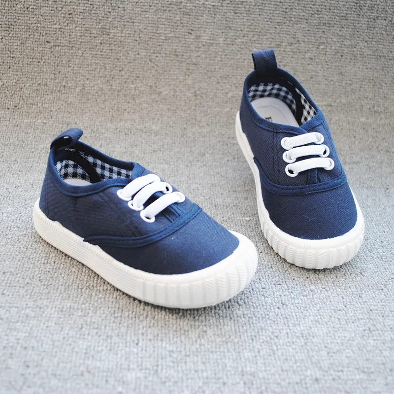 
Summer Hot Sale Blank Canvas kids casual sneakers black white grey basic color kids walking shoes 