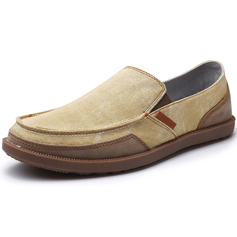 Customize Design Men Slip-on Comfortable Driving Loafers Stylish Breathable Canvas Casual Shoes