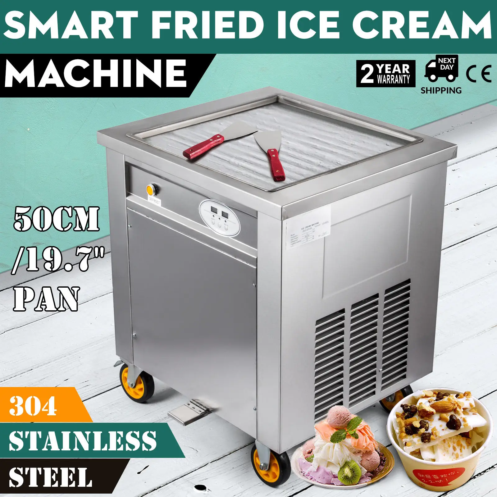 Новые туфли с квадратными одинарная кастрюля 50 см машина для жареного мороженого Таиланд мороженое egg Roll чайник