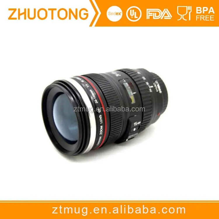 Food grade promotional inner stainless steel BPA free camera lens mug