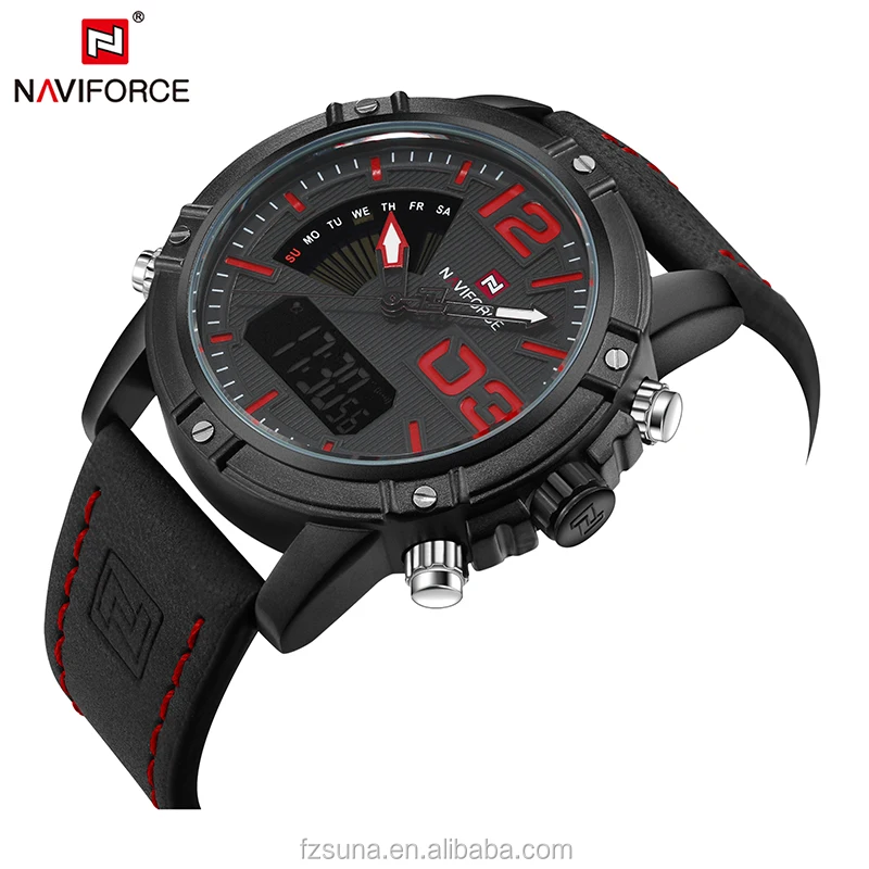 Cheapest Naviforce 9095 Watches Men Brand Japan Quartz Movt Leather Strap Man Wrist Watch NF9095