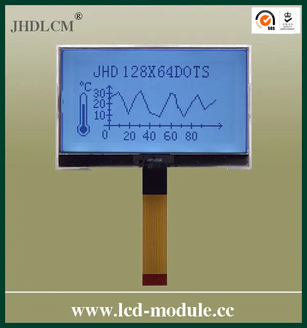 Stn наруёный жк-дисплей с высоким разрешением JHD12864-G35BSW-BW