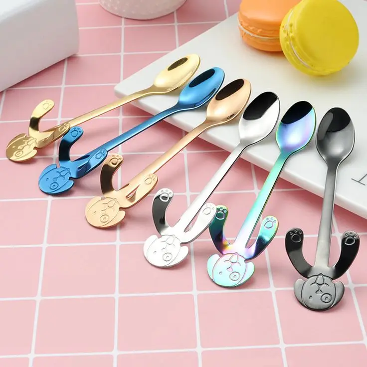 Cute Colorful dog Spoon Paint Coffee Mixing Spoon Tasting Spoon stainless steel 18/8