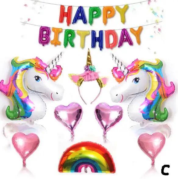 Wholesale Unicorn Balloons Birthday Party Supplies for Child Birthday Decorations Baby Shower Decorations Set