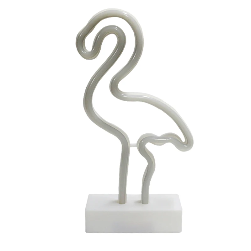 diy 3d pink flamingo plastic led custom neon light bedroom decor