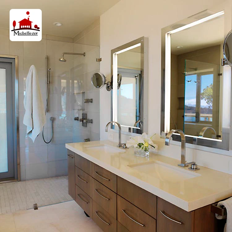 
america style affordable 4 sided led modern square wall mirror 2835K high quality wall mirror with led lighting 