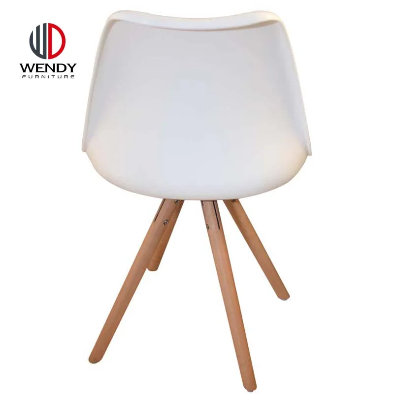 2018 french poland design wholesale plastic chair with cushion and wood legs