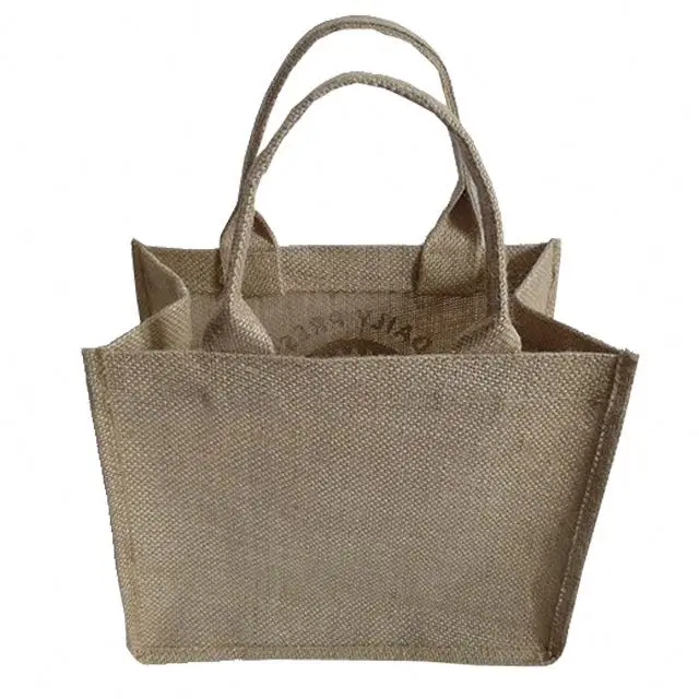 
promotional custom printed handle jute shopping bags 