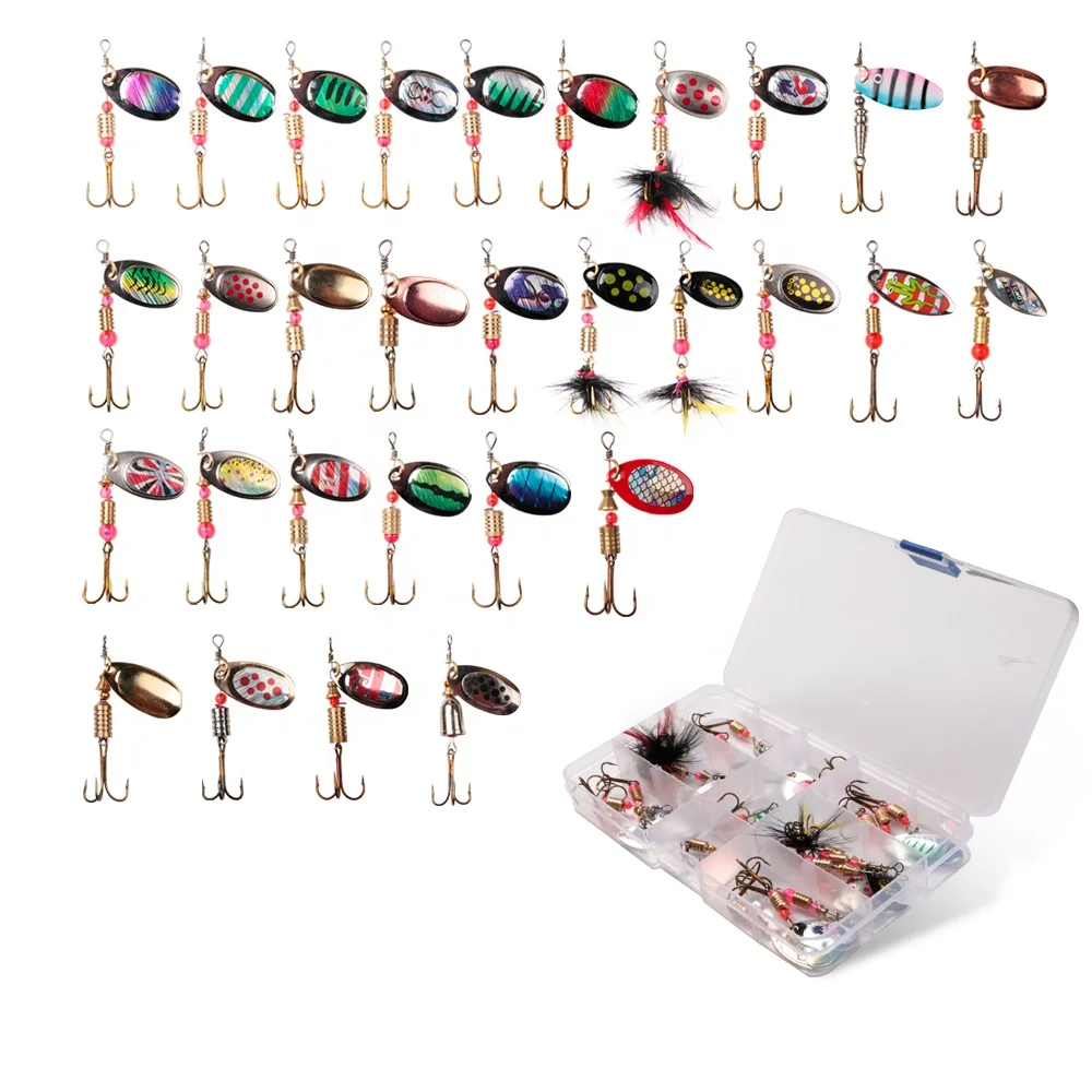 
30pcs/lot Mixed Colorful Paint Fish Bait Metal Fishing Lure Set Combo fishing spinner baits 