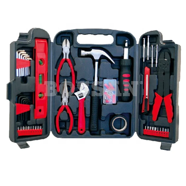 BOSSAN DIY 129 piece general household hand tool for gift in BMC tool storage case tool set