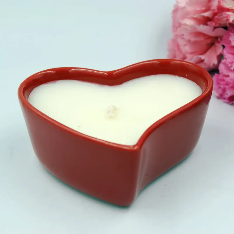
Heart shape Ceramic cups Massage Oil Candles Low temperature Candles with perfume 