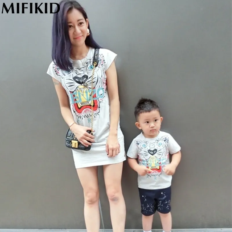 tiger summer family matching outfits mother father and daughter son kids clothes children t shirt tee