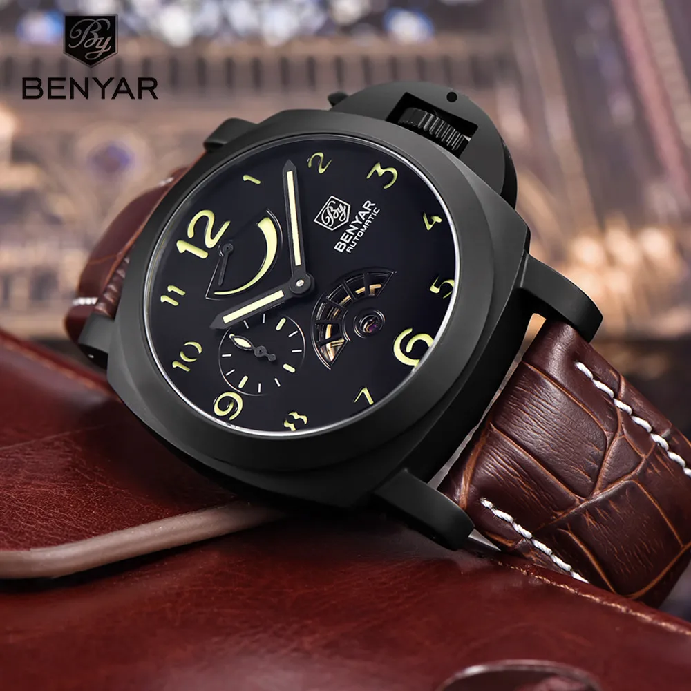 Benyar mens watch stainless steel perfect and chain Japan japanese movement automatic wrist watches for man