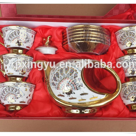 
13pcs turkish coffee set, gold plated tea set, tea cup and saucer 