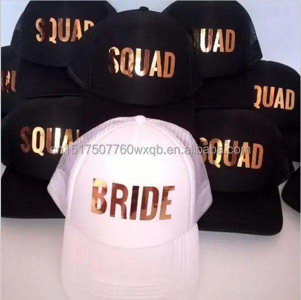 drop shipping Bride/SQUAD Tribe Bachelorette Hats fashion Wedding Preparewear Trucker Caps White Neon Summer Mesh
