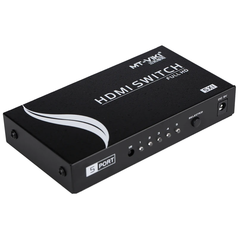 4K 30HZ HDMI Switch 5 in 1 out, MT-VIKI 5x1 HDMI Switcher with IR Remote Control
