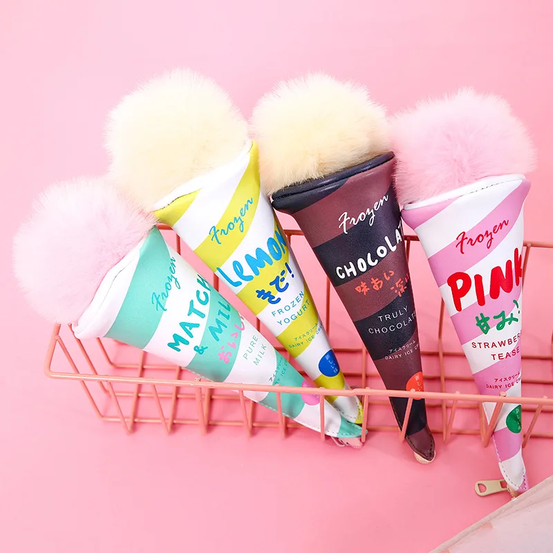 Ice cream story styling pen bag Creative canvas stationery bag Student stationery wholesale