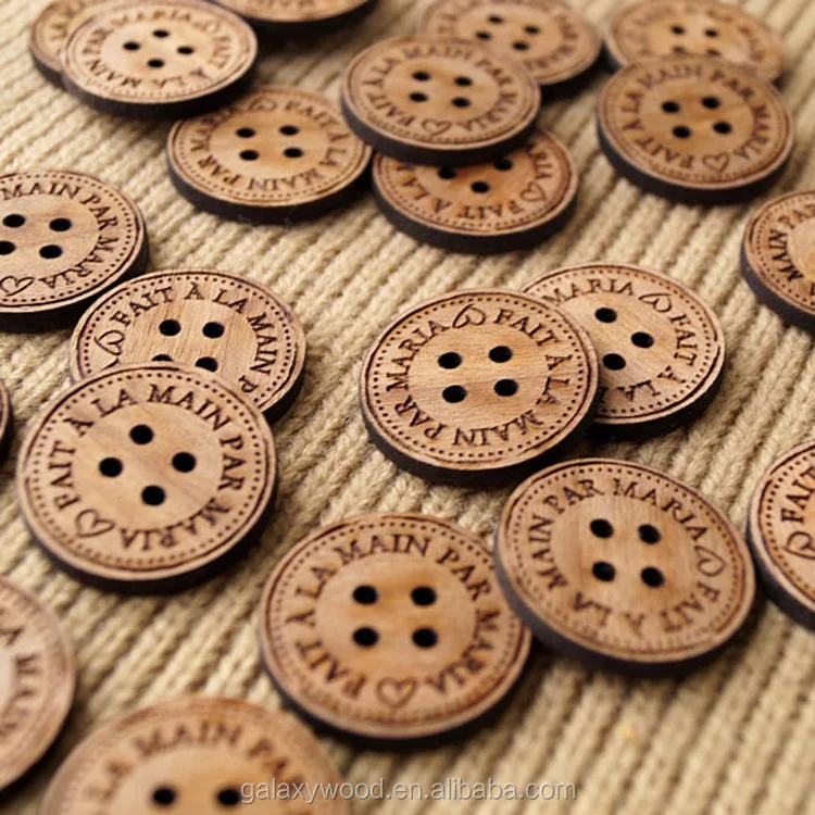 custom size 20mm 25mm Natural Color Handmade wood Buttons For Shirts