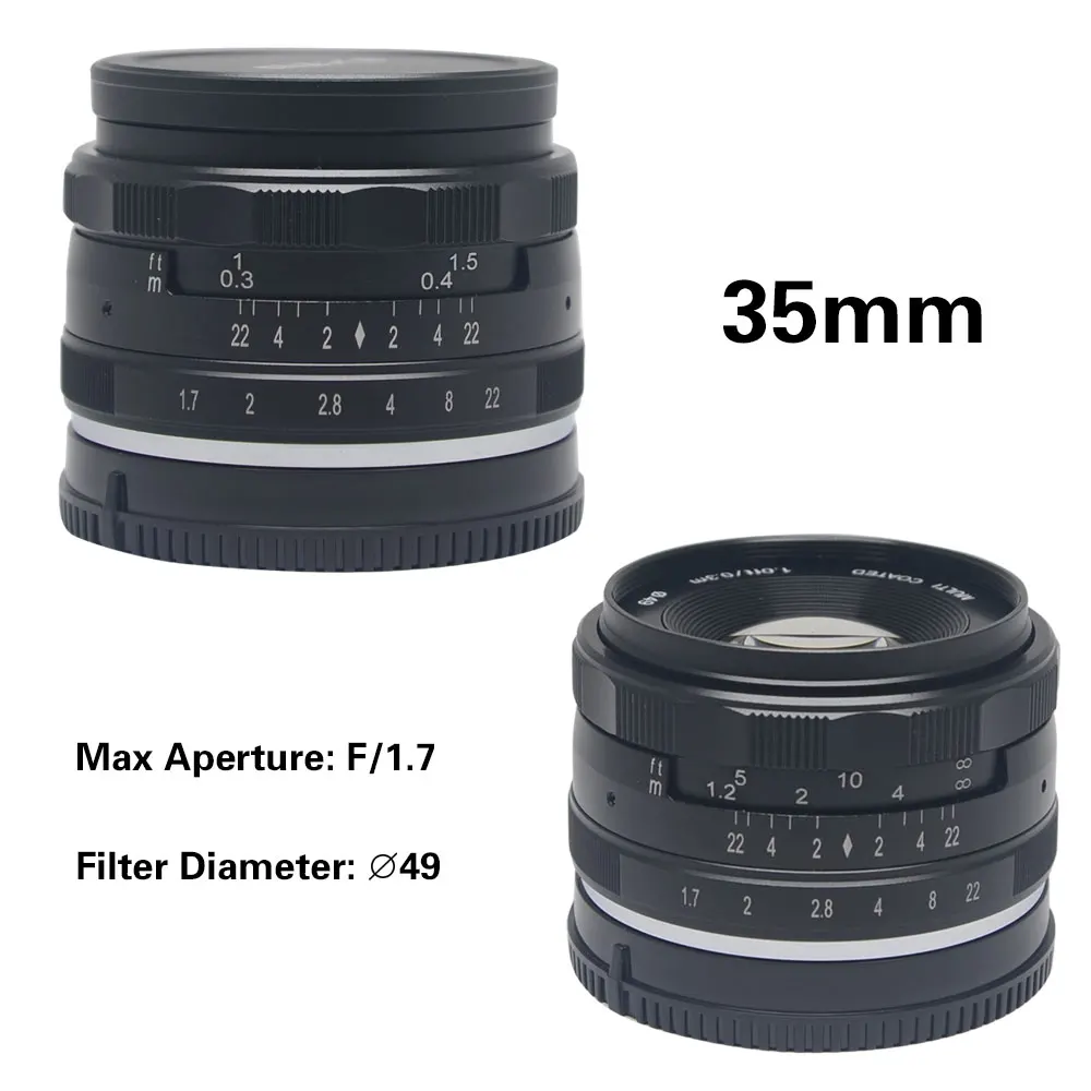 Meike ручной объектив 35 мм f1.7 Для беззеркальных камер A6000 A6300 NEX5R NEX7 объектив