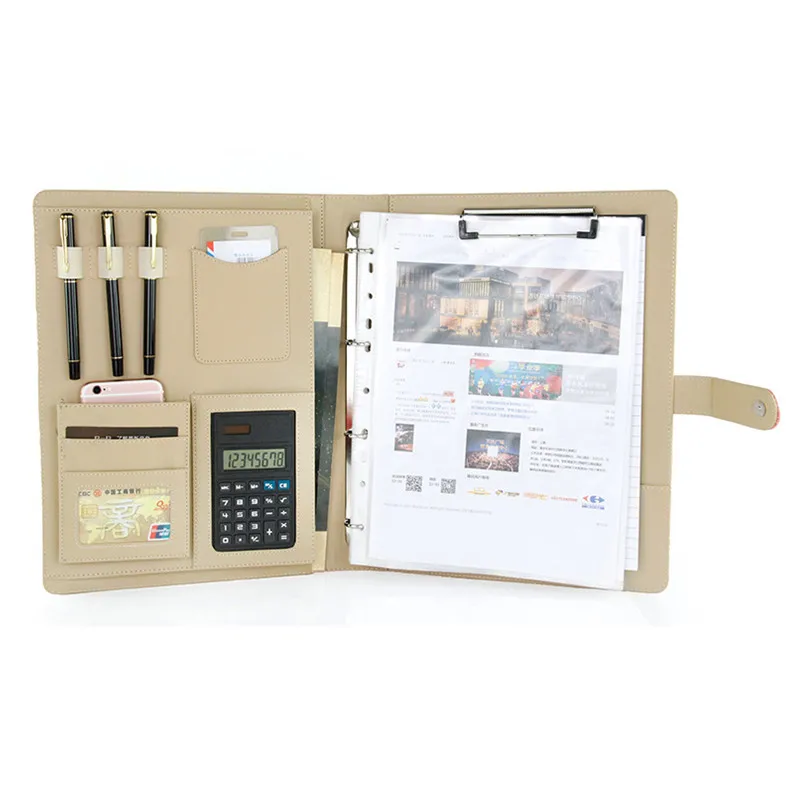 Colorful leather file folder cute padfolio for women