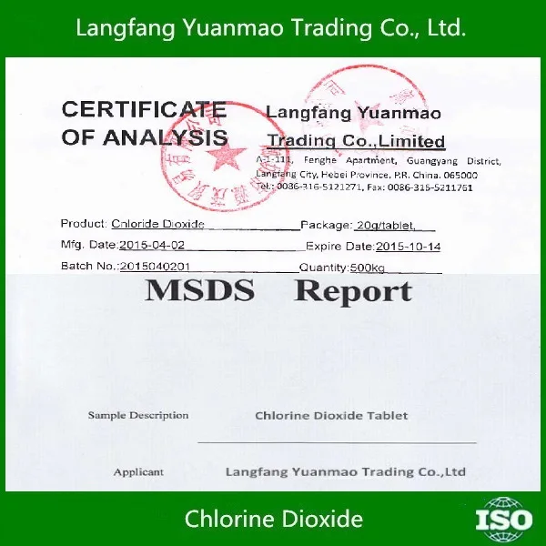 
High Efficient Disinfectant Chlorine Dioxide Tablet for Hospital Sterilization 