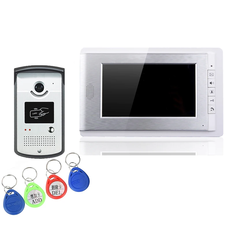 
the best selling V70C-ID villa video door phone 7" TFT screens and intercom with ID card to unlock 4 keys 