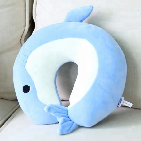 Plush Dolphin Toy Super Soft Neck Head Support Travel Pillow Massage Cushion Cute Kids Stuffed Animal U Shape Travel Pillow Neck