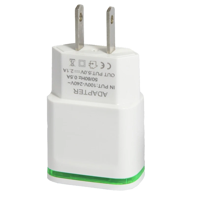 
Amazon Hot Selling USA Euro LED Mobile Phone Travel Chargers Cargador AC Adapter 2 Port 5V 2.1A USB Wall Charger 