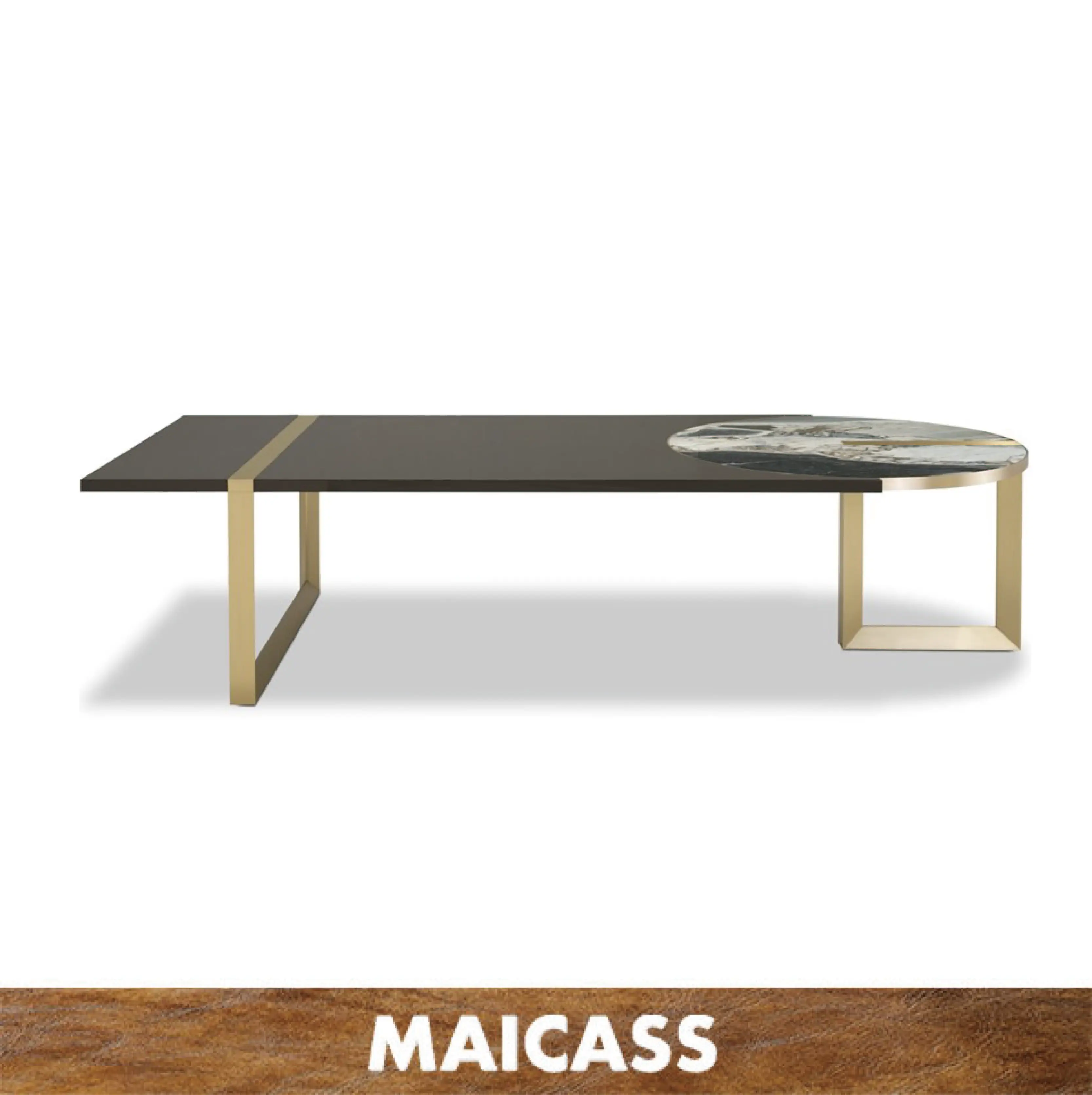 Шикарный деревянный обеденный стол из нержавеющей стали под натуральный мрамор