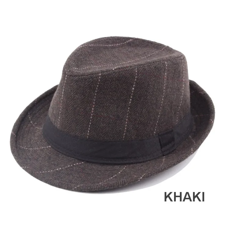 British Style Gentleman Cap Tweed Checked Men Fedora Hats