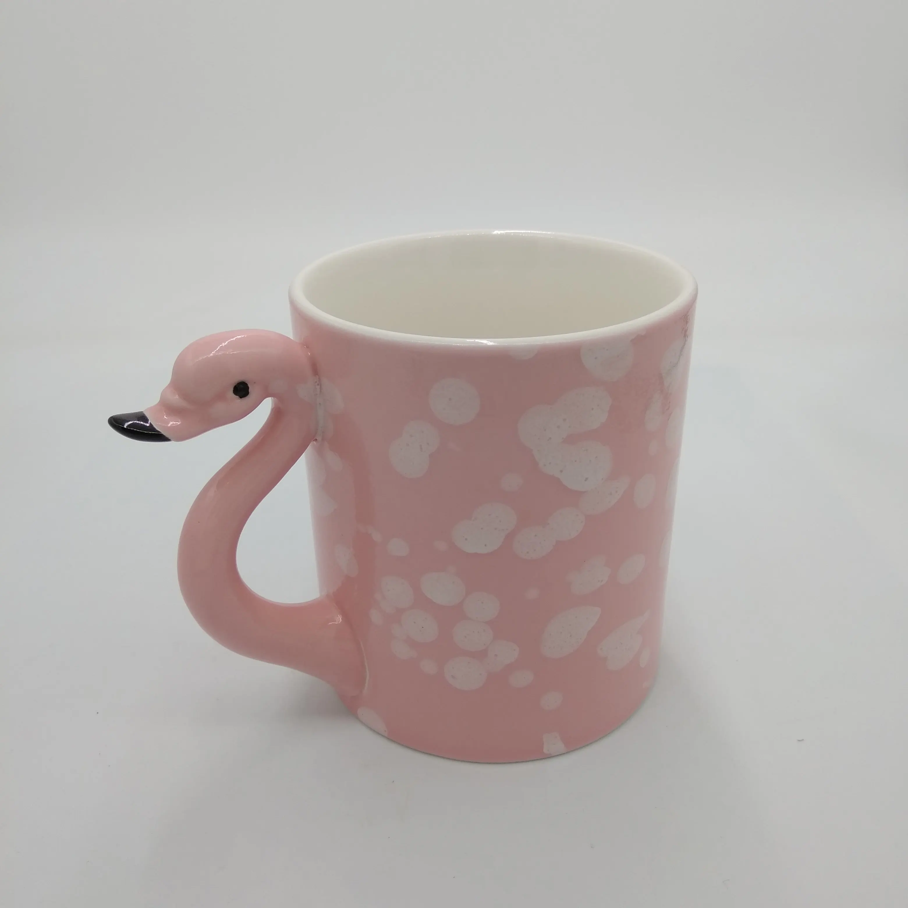 Decorative 3D Swan Design Ceramic Coffee Mugs with Flamingo Handle