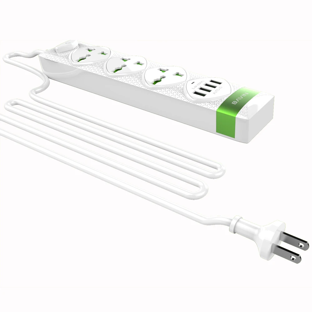 
BAVIN 4 USB 3 power socket power strip switch socket 5V 5.4A max 30W usb output 2500W 10A extension socket 