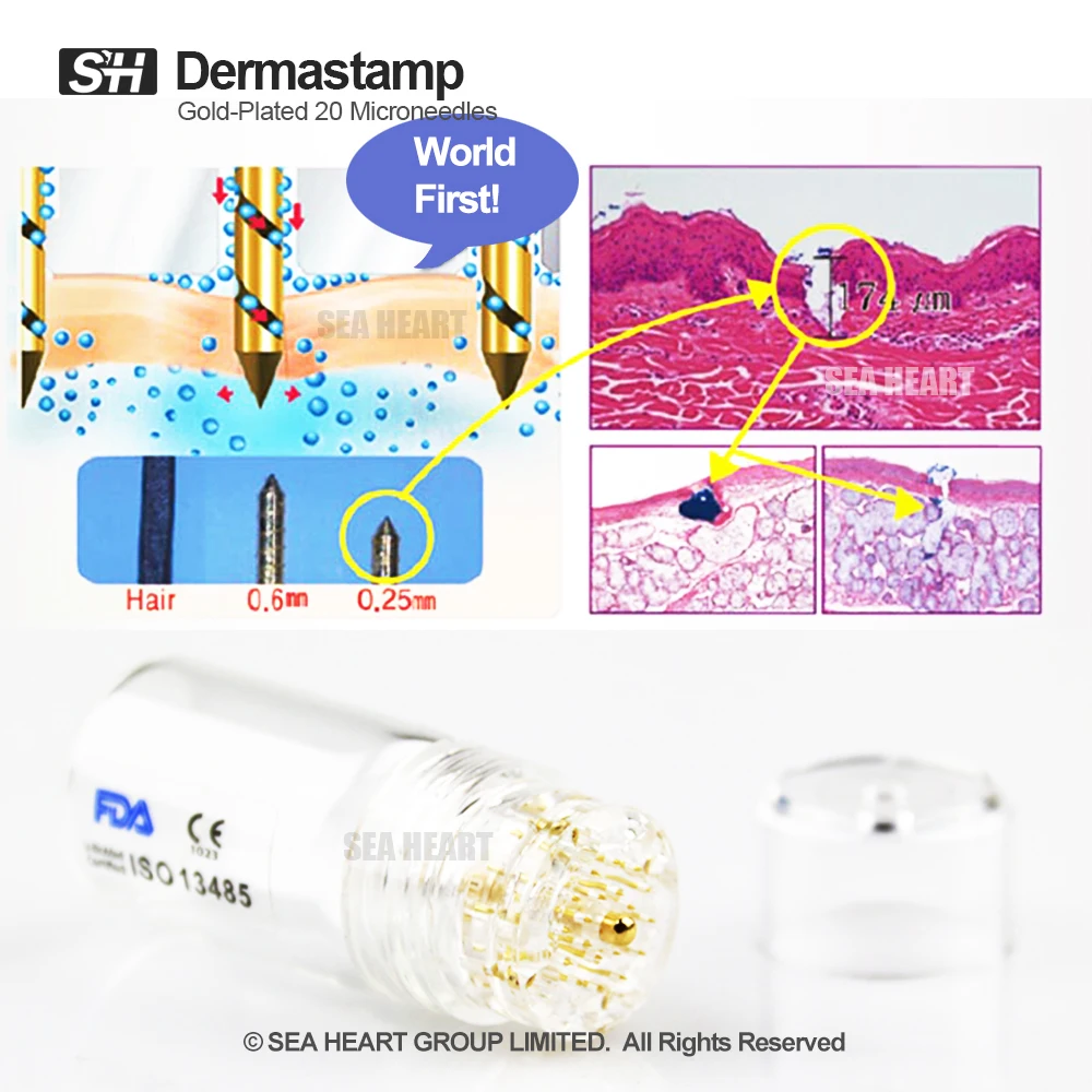  Мезотерапия гидравлическая игла 20 микроигл золотые наконечники Дерма штамп для гиалуроновой кислоты