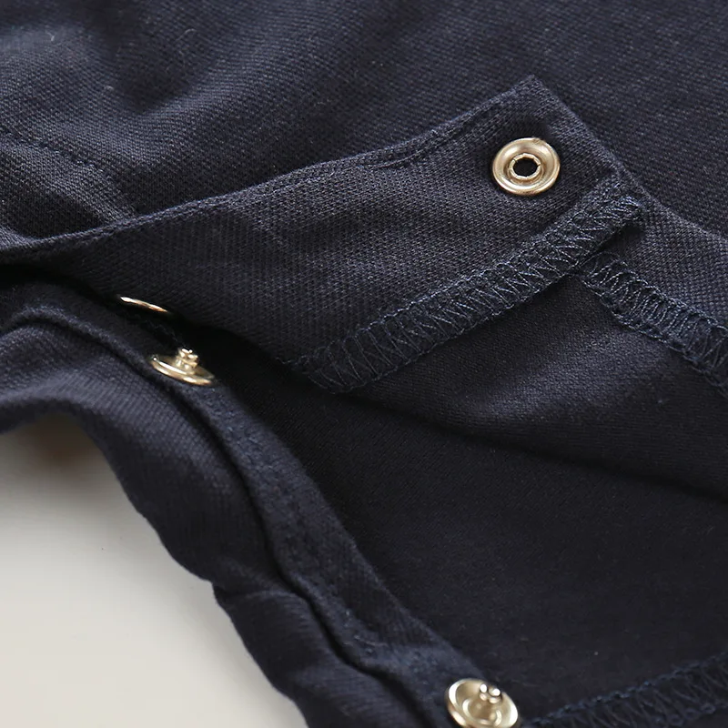 YQ310 China wholesale baby boy black polo romper pure color newborn clothes