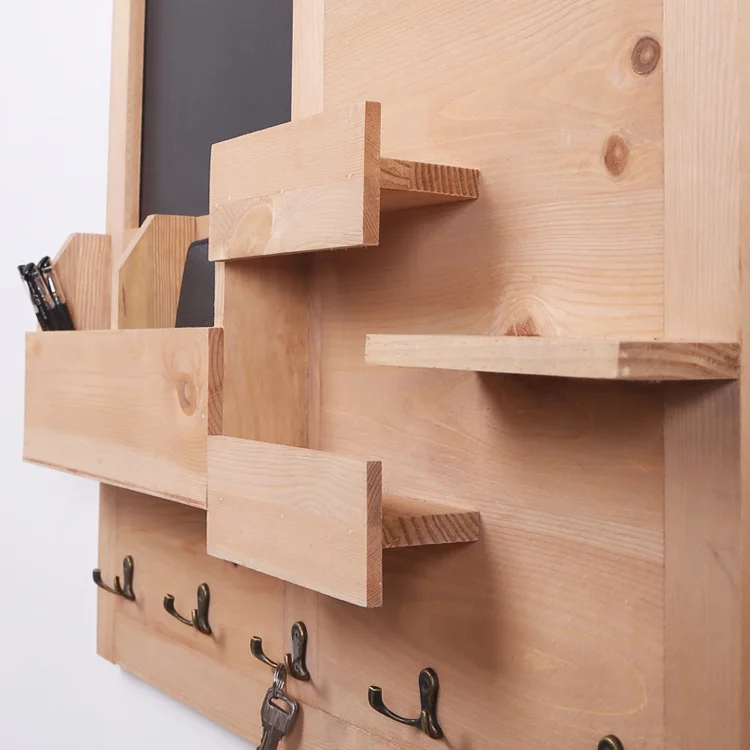 Custom Printing Vintage Decoration Wooden Chalk Board Home Messsage Board with Organizer