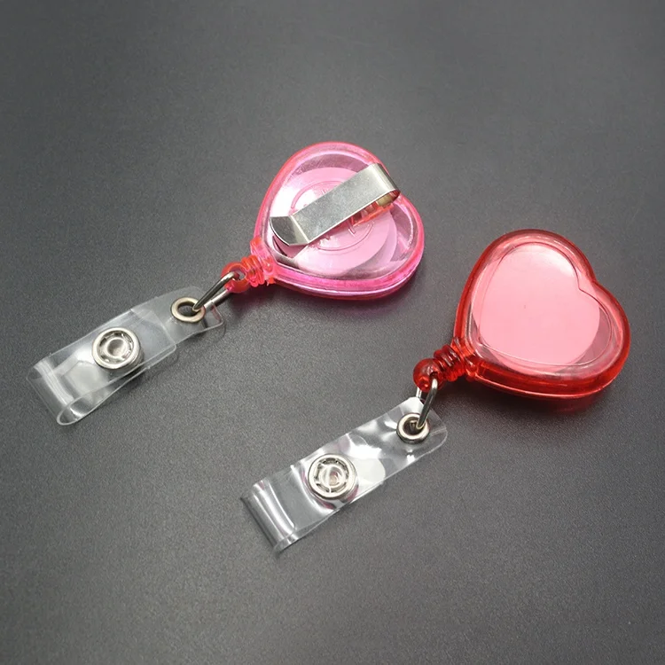 
Heart shape custom retractable ABS id badge reel holder 