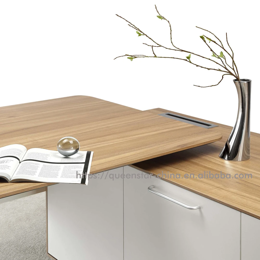 QS-ODJ08 executive director table with side return melamine executive desk manager wooden desk