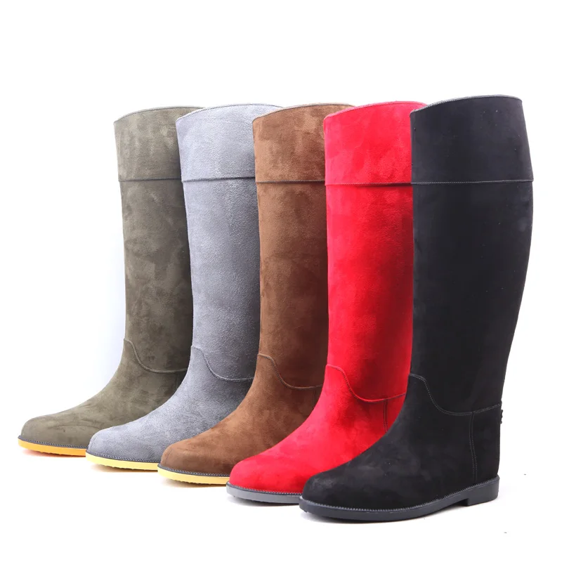 Manufacturer ladies beautiful high suede unique rain boots for women rain boots