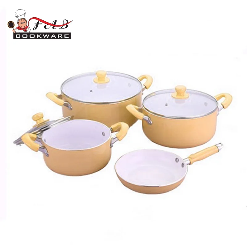 7Pcs Red High quality masterclass premium cookware aluminum ceramic pots cookware sets