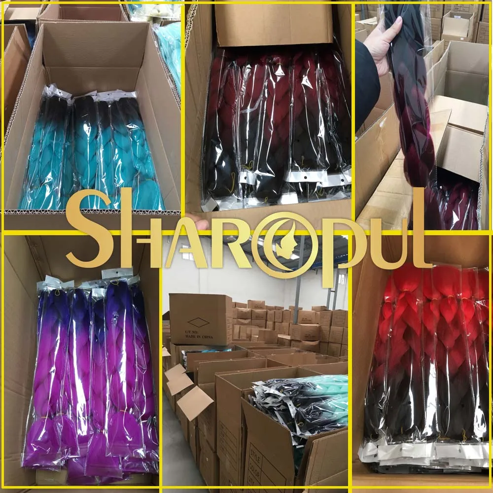 Ombre Jumbo Braiding Hair Extensions 24 Inch High Temperature Synthetic Fiber Hair Extensions for Box Braids Braiding Hair