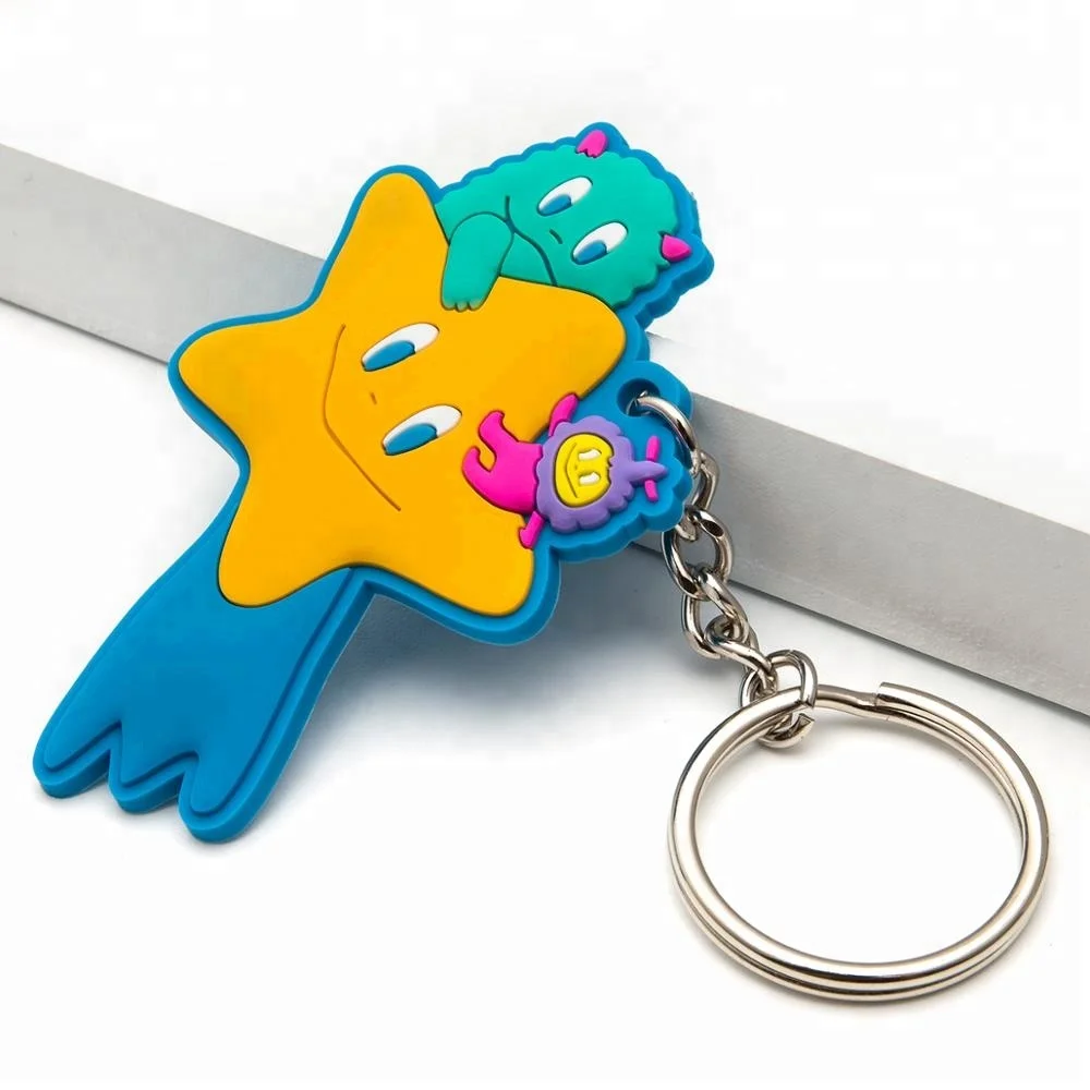 Custom logo cute monster star noodles pvc keychain