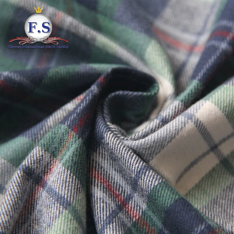 
100 cotton yarn dyed flannel fabric with construction 