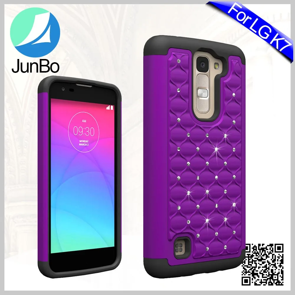 Hybrid PC Silicone Shell Case for LG K7, Diamod Bling Combo Mobile Phone Case