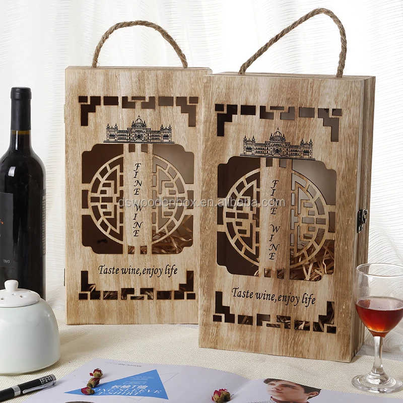 Personalized Engraved Christmas Vintage Wedding Gift Wooden Wine Box